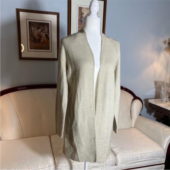 Only Long Light Beige Knit Open-Front Cardigan - Picture 2 of 7